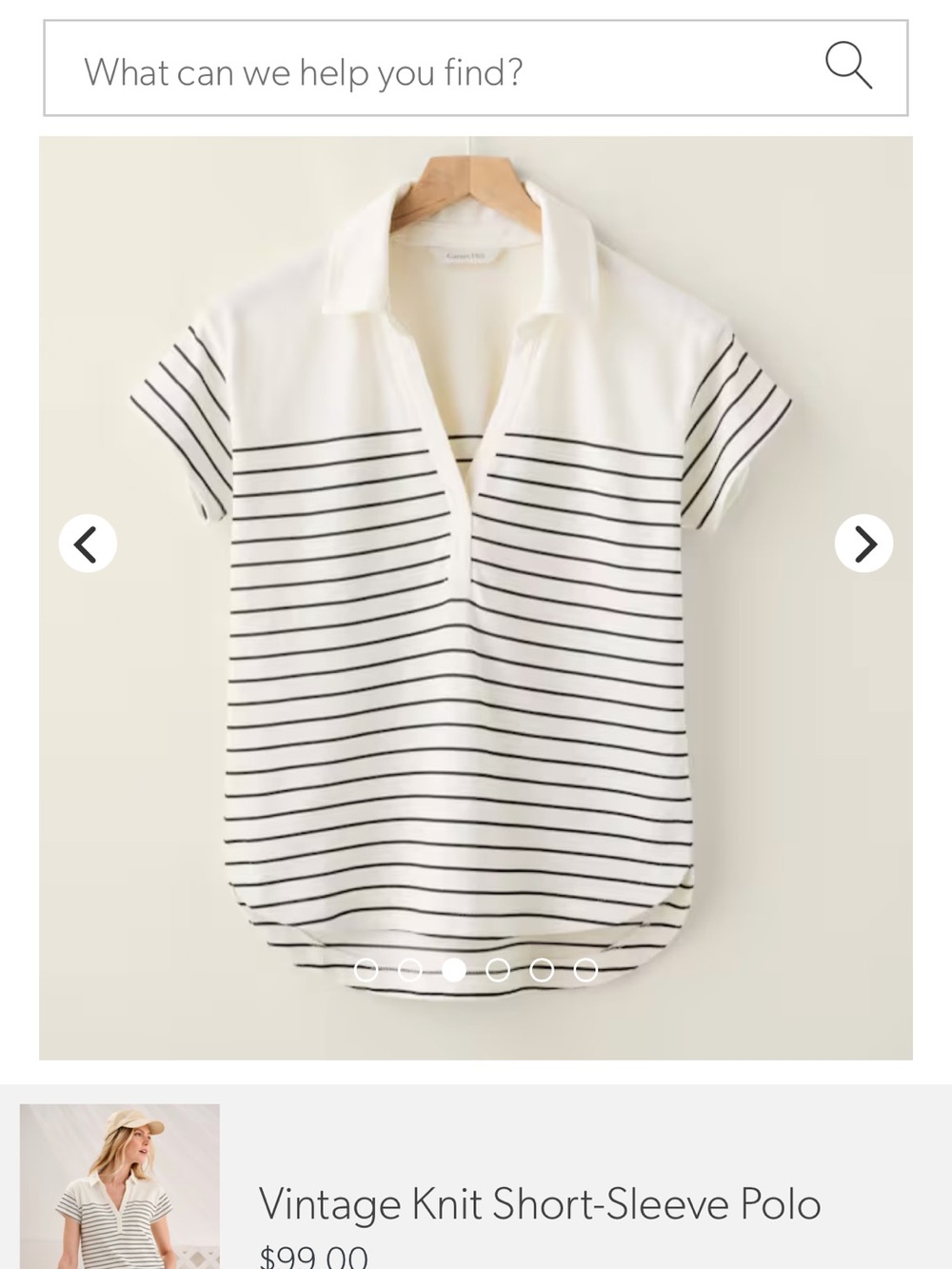 Garnet Hill Cream Short-Sleeve Polo with Black Stripes